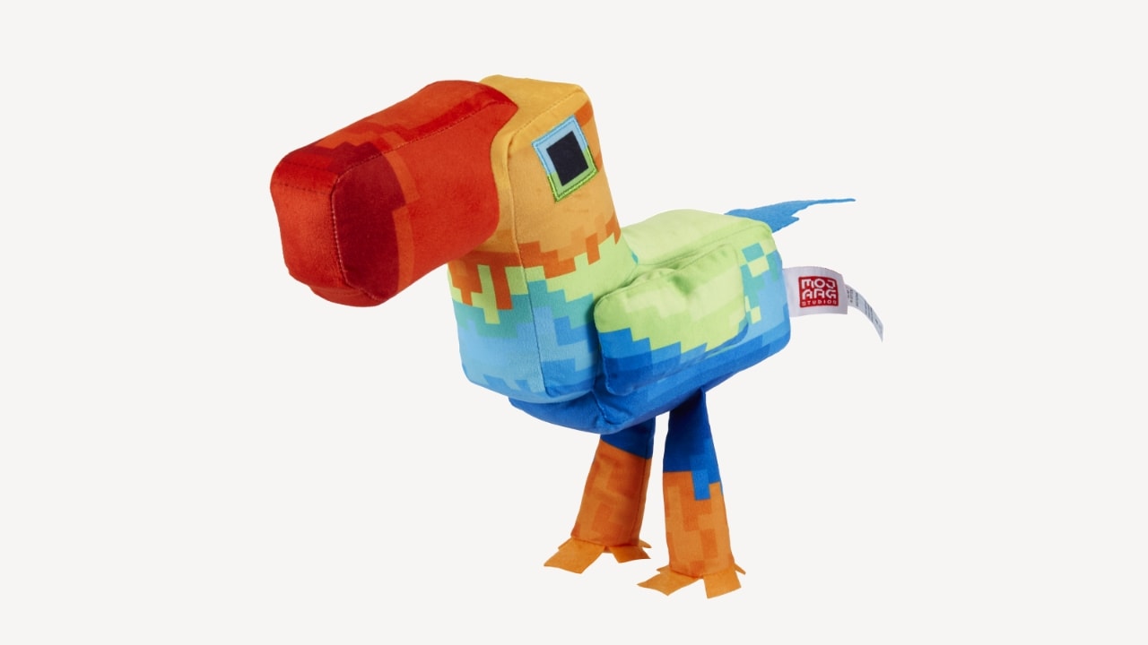 A plushie of a Minecraft Legends big beak mount