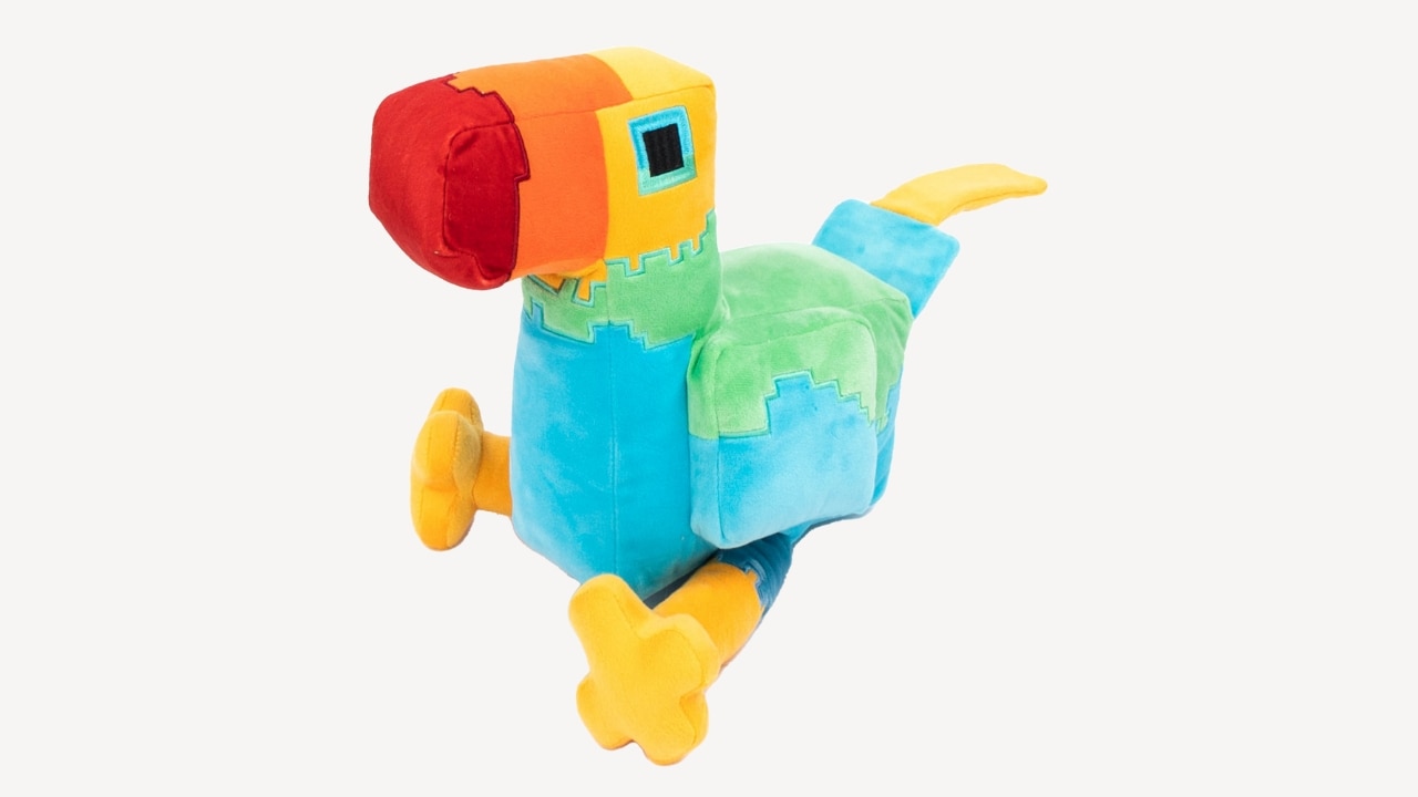 A plushie of a Minecraft Legends big beak mount