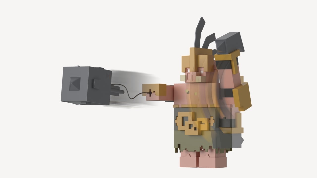 An action figure of a Minecraft Legends portal guard.