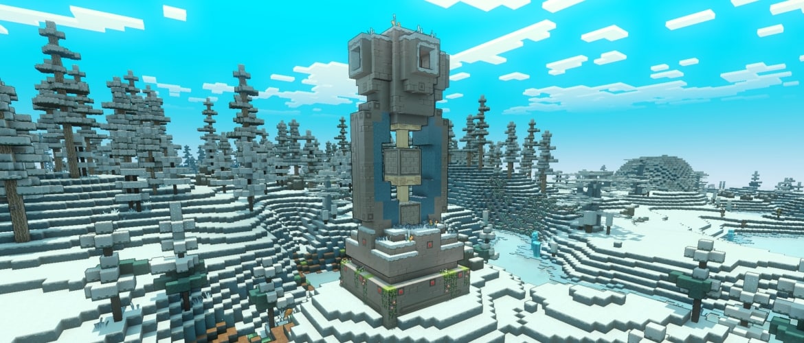 A hero character standing in front of a frost tower.