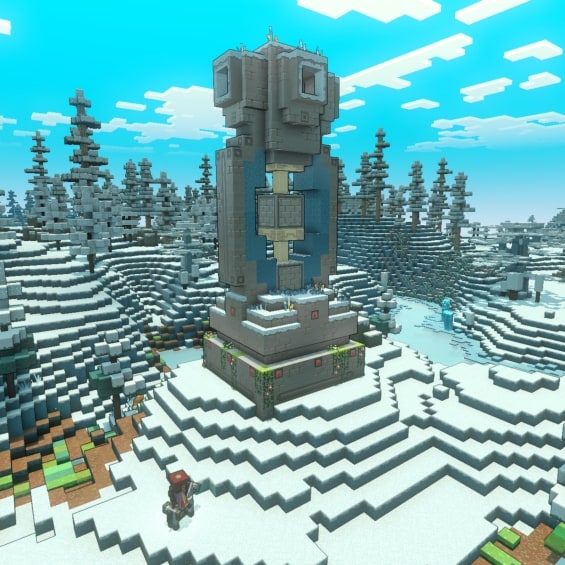 A hero character standing in front of a frost tower.
