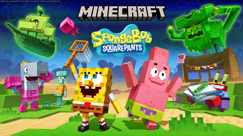 Minecraft SpongeBob Squarepants themed wallpaper