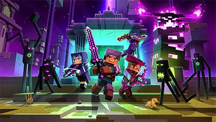 Ilustrações principais do Minecraft Dungeons Echoing Void