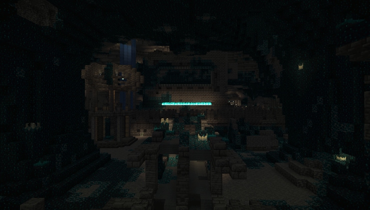 An ancient city in a deep dark biome.