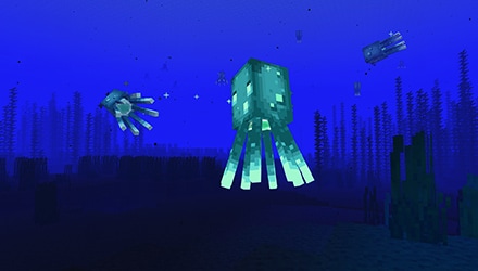 Glow squids in the ocean