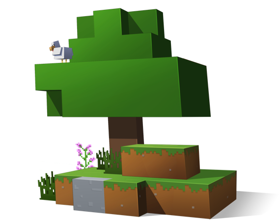 Arbre Minecraft renfermant un poulet